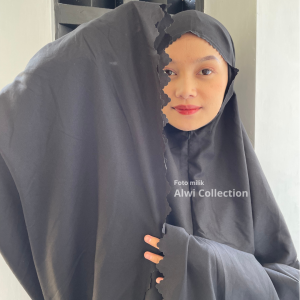 Mukena Traveling Dewasa Polos Lasercut 2in1 Resleting dengan Tas