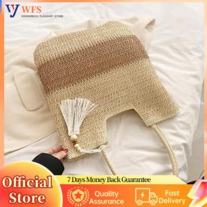 【Flagship】Women Tote Bag with Tassels Summer Straw Woven Shoulder Bag for Holiday and Casual Outings