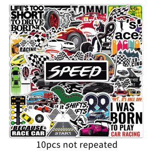 50Pcs Racing Sticker PVC Material Racing Waterproof Decorative Suitcase