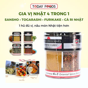 Gia vị Nhật Bản 4 trong 1 HEXA 54g - Tiêu Sansho Bột Ớt Togarashi Furikake Rắc Cơm Bột Cà Ri