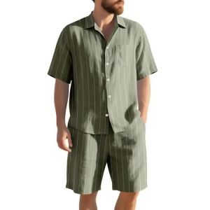 Mens Summer Double Pocket Short Sleeve Work Shirt for Men Stretch Wrinkle-Free Casual Button-Up Shirt (Multiple Colors)2026
