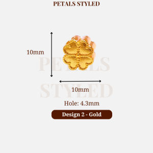 【PETALS_STYLED】 Clover Four Leaves Lucky Sand Gold Charm Pendant For Bracelet Couple Gift