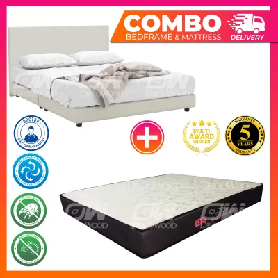 [Combo Set] White Divan Bed with 8-inch Queen Size Mattress(Bed + Mattress Set)