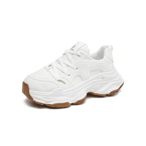เก็บเงินปลายทาง รองเท้ากีฬาแบบแฟชั่นผูกเชือก รองเท้าผ้าใบลำลองสีขาว สไตล์มินิมอล เสริมส้น5ซม.ไซส์ 36-40 ใส่เที่ยวใส่ทำงานได้
