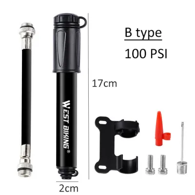 WEST BIKING Hand Mini Bicycle Pump Tire Air Inflator Schrader Presta Valve Ball Needle Hose MTB Bike Accessories Portable Bike Air Pump
