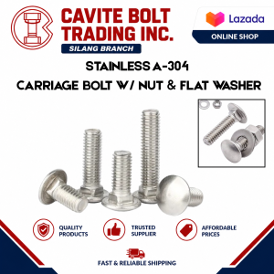 5pcs/sets Stainless A-304 Carriage Bolt with or w/out Nut and Flatwasher M8 x 16~100 mm Stainless Square Neck Bolt / Bumper Bolt