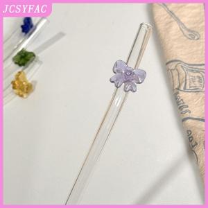JCSYFAC 1pc 8mm Glass Straw Reusable Drinking Straws Cute Butterfly Heat-Resistant Straw For Festival Party Wedding Cocktail Bar Beachs