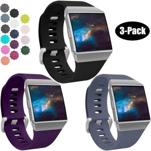 3 Pack Straps Compatible with Fitbit Ionic SmartWatch Watch Replacement Sport Bands for Fitbit Ionic Smart Watch (Watch Not Included)