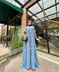 Zahira1808 Jihan 2 Dress Bahan Airflow Puff Embroidery Import Gamis Syari Murah Trendi Baju Syari Muslim Wanita Ibu Terlaris Baju Pesta Best Seller Gamis