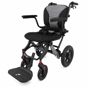 Lightweight Foldable Wheelchair with Removable Cushion Ergonomic Shower-Friendly Transport Chair Easy To Push For Adults Seniors Adjustable Handle 12" Shock-Absorbing Wheels