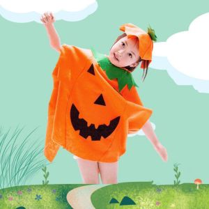 YOUSHI TOP Performance Stage Fruit Veggie Costume Pumpkin Cloak Food Children Cosplay Costume Performance Parent-child Performance Suit Halloween