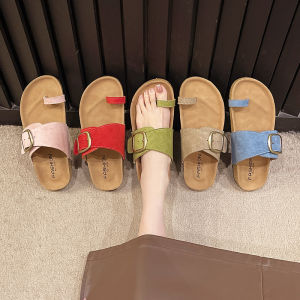 Slippers with Toes Flat Candy Sandals for Women Wear for Summer Thick-soled Beach Slippers for Women