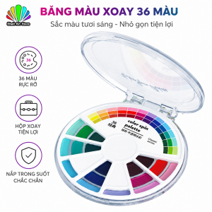Superior Bộ Màu Nước Không Trong Suốt Xoay Tròn 24/36 Màu Tích Hợp Khay Pha Mini Gọn Nhẹ Mang Đi Dụng Cụ Mỹ Thuật Cho Học Sinh