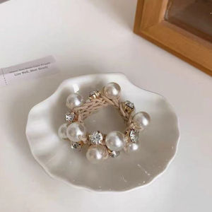 La jadore ยางรัดผมประดับไข่มุก ยางรัดผมเกาหลี ยางมัดผมน่ารักขนาดเล็ก แบบเรียบๆ สำหรับผู้หญิง Pearl rubber band girl hair band ponytail hair rope