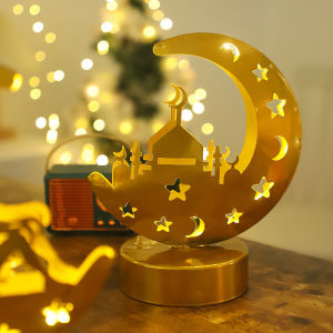 Ramadan Lights Lampu Raya Golden Moon Table Lamp LED Night Light Eid Mubarak Hari Raya Decoration