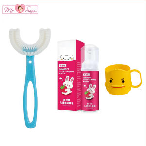 Set 3 chi tiết bàn chải đánh răng chữ u silicon kem đánh răng cốc cho bé từ 2 đến 12 tuổi Shop Mẹ Sam