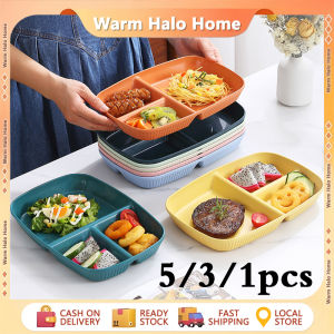 Wheat Straw Square Gridded Dinner Plate Compartment Plate Cleanable Reusable Palte Japanese Style Bento Plate