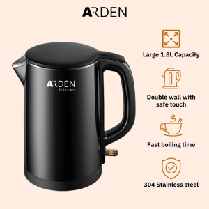 [Fast Delivery] Arden 1.8L Stainless Steel Electric Kettle (HA7063) Double layer housing Concealed heating element