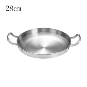 HJKL Salad Bowl Frying Pan Double Ear BBQ Plate Dry Pot Reusable Round Kitchen