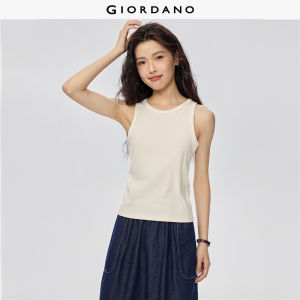 Giordano Beau Monde Women Rib slim crewneck sleeveless tank top Free Shipping 13324209