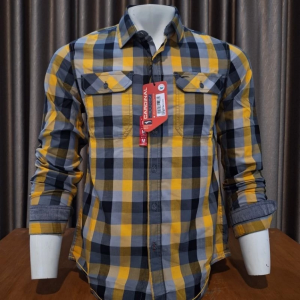 Cardinal C2542J07A Pakaian Pria Kemeja Lengan Panjang Slim Fit Katun Kuning
