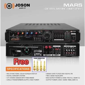 Joson Mars/Mars Pro Professional Power Amplifier With Equalizer/FM/BT/USB-600-1000WX2 For Karaoke