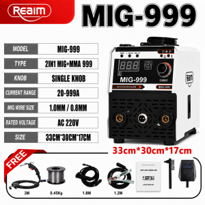 REAIM MIG Welding Machine 999A Gasless 3IN1 MIG/MMA/TIG - IGBT Inverter Portable Welder 999A with Free Tools