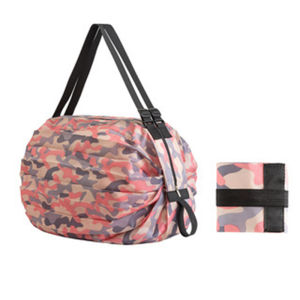 Shopping Bag Foldable Waterproof Portable Ultralight Beach Bag Reusable Storage Bag Eco Bag Fashionable Travel Bag (Black/Pink)