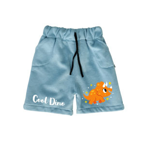 Celana pendek anak gambar Dino Cool keren bahan Fleece usia 1-7 Tahun
