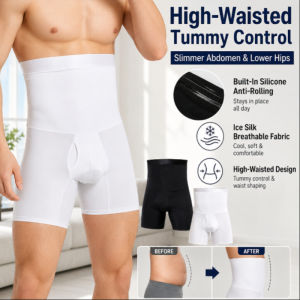 Mens Seamless Shapewear Shorts High Waist Tummy Control Compression Body Shaper Firm Control Slimming Underwear Briefs