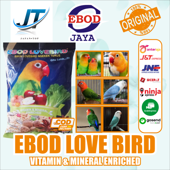 Ebod Love bird Vitamin & Mineral Pakan Burung Lovebird Harian Kemasan Plastik 200gr