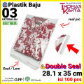ThomasCup Plastik OPP 28x30 isi 100 Kantong Bening Kemasan Baju Kaos Jualan Lem Perekat. 