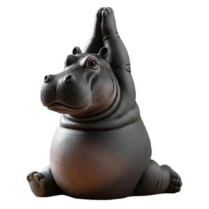Meditating Clumsy Hippo Sculpture Plastic Desktop Ornament Meditations Corner Decoration Christmas Birthday Gift