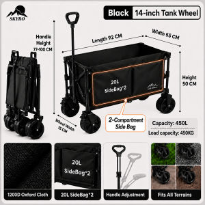 WTHB 400L Wagon Trolley Heavy Duty Foldable Camping Wagon Trolley Cart Shopping Troli Pasar Boleh Lipat