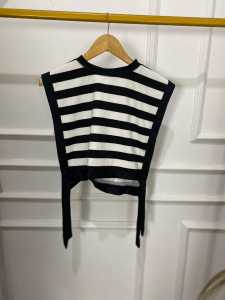 Rompi Kondangan Simple Terbaru Kia Outher Knit Salur M L XL XXL Vest Remaja Kekinian Korean Style Outer Wanita Terbaru Viral Motif Garis Garis Ootd Casual Hijab