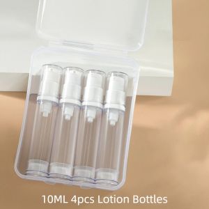 LINSBAYWU 3/4Pcs Có thể đổ đầy lại Bộ Chai du lịch có thể đổ đầy lại 5ml/10ml/15ml Rỗng Chai bơm kem dưỡng da Bình đựng chất lỏng Trong suốt Hộp đựng mỹ phẩm Du lịch