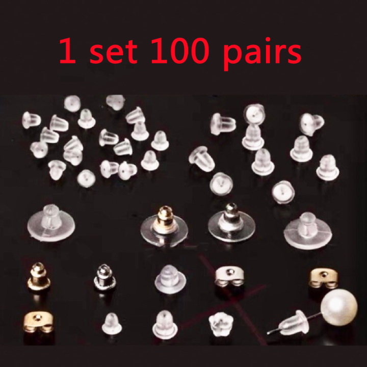 100 PCs Rubber Earring Back Block Soft Silicone Anti Allergy Clear Stud