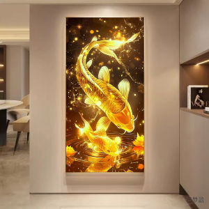 Gold Luck Koi Fish 5D Diamond Painting Full Round Drill New Model 2026 Living Room Decor Diamond Embroidery Art Craft