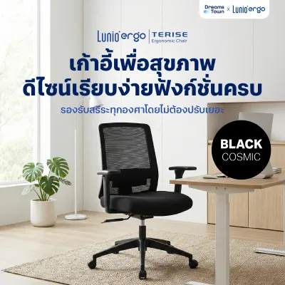 Lunio Ergo เก้าอี้ทำงาน พนักพิงระบายกาศดี ไม่ร้อน เบาะนุ่มใหญ่ นั่งสบาย ปรับเอนได้2ระดับ รองรับทุกสรีระ รุ่น Terise