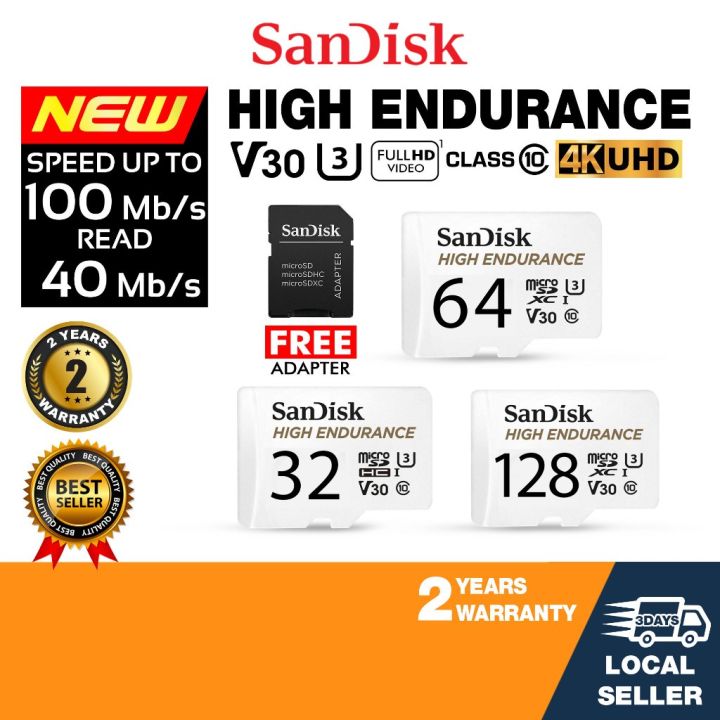 SanDisk High Endurance Video Monitoring 4K UHD MicroSD Memeory Cards SD ...