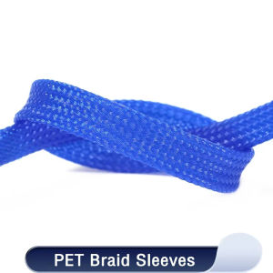 1M Blue PET Braid Sleeves 2~20mm High Density Snake Skin Wrap Sheath For Electric Cables