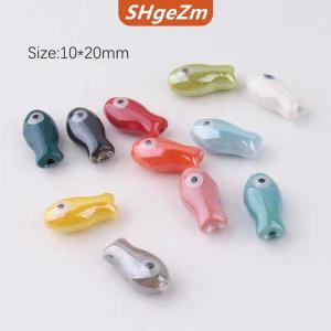 [COD] SHgeZm 10pcs retro cá nhỏ hạt Charms gốm Spacer lỏng Hạt đối với trang sức làm thủ công handmade DIY Vòng đeo tay phụ kiện