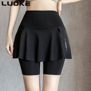 Luoke Sport Skirts for Women Half Body Pleated Skirt Quick Drying Feather Tennis Pants Skirt Yoga Fitness Running Marathon Big Size