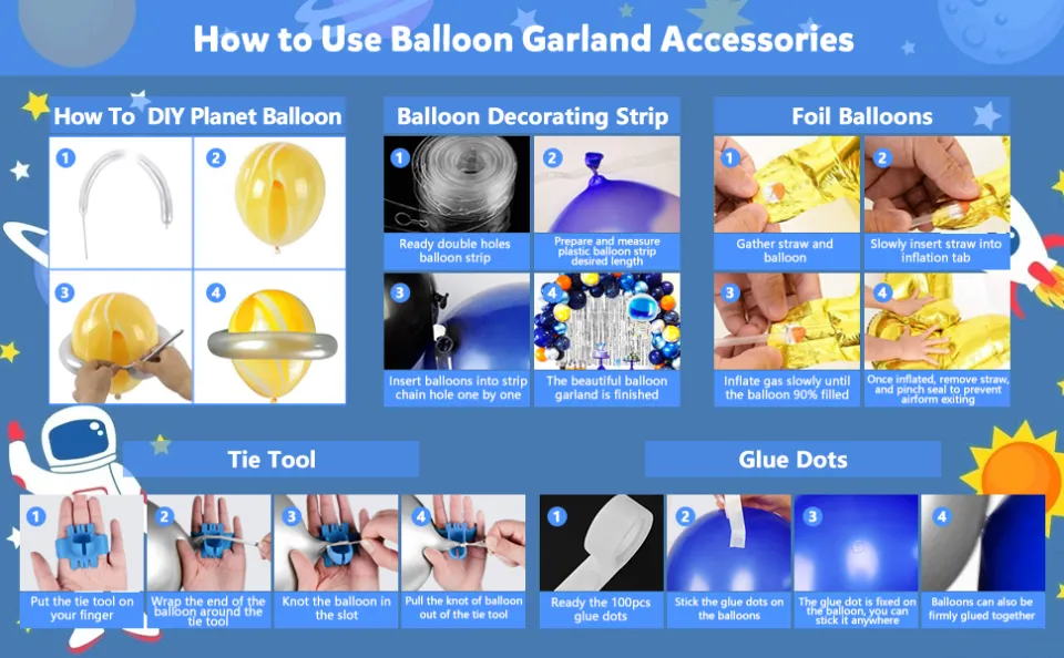 JOYYPOP Outer Space Balloon Garland Kit - 118Pcs NASA Astronaut Party Decorations With UFO & Rocket
