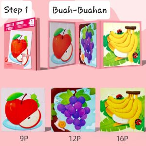 [TM55]Buku Puzzle Magnet 3 in 1 Dengan 5 Step Variasi / Booklet Magnetic Puzzle 3 in 1 / Leveled Puzzle 5 Step / Mainan Anak Puzzle Magnet
