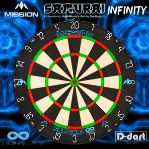 MISSION STEEL TIP DARTBOARD - (SAMURAI INFINITY) TOP PREMIUM QUALITY TOURNAMENT STANDARD BLADE BRISTLE STEEL DART BOARD