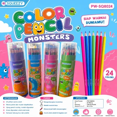Pensil Warna Tube Squeezy 1 Set 24 Warna + Serutan / Color Pencil 24