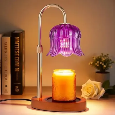 Modern Metal Candle Warmer Lamp with Timer & Brightness Control Adjustable Flameless Safety Cylindrical Decorative for Home Decor & Relaxation Amber-Scented Jar Candle Warmer Lamp