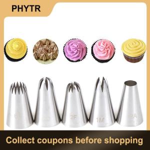 【PHYTR】 5 PCs Stainless Steel Icing Piping  Pastry Nozzles Cupcake Cream Making Set