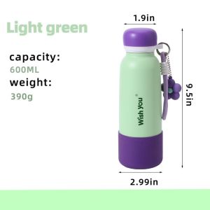 New Edition 600ml Stainless Steel Straw Insulated Bottle Portabe Sports Cup Leak Proof Water Flask